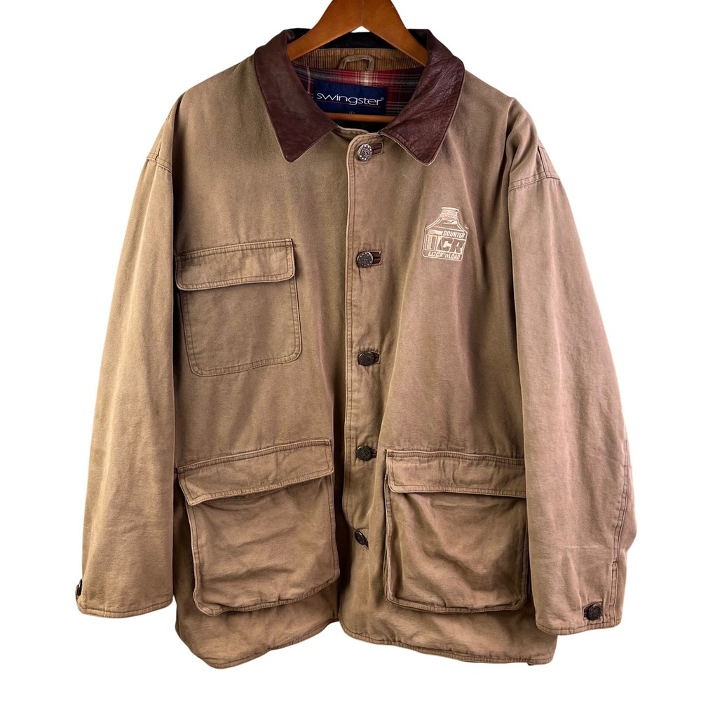 VTG Swingster Heavy Canvas Button Pocket Flannel Lined Barn‎ Work Coat Large